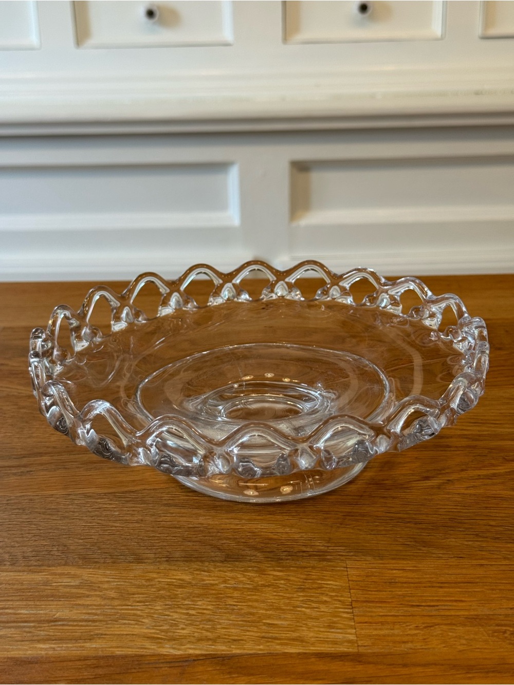 ✨ Imperial Glass Crocheted Crystal Open Lace Edge Serving Bowl | Vintage Clear